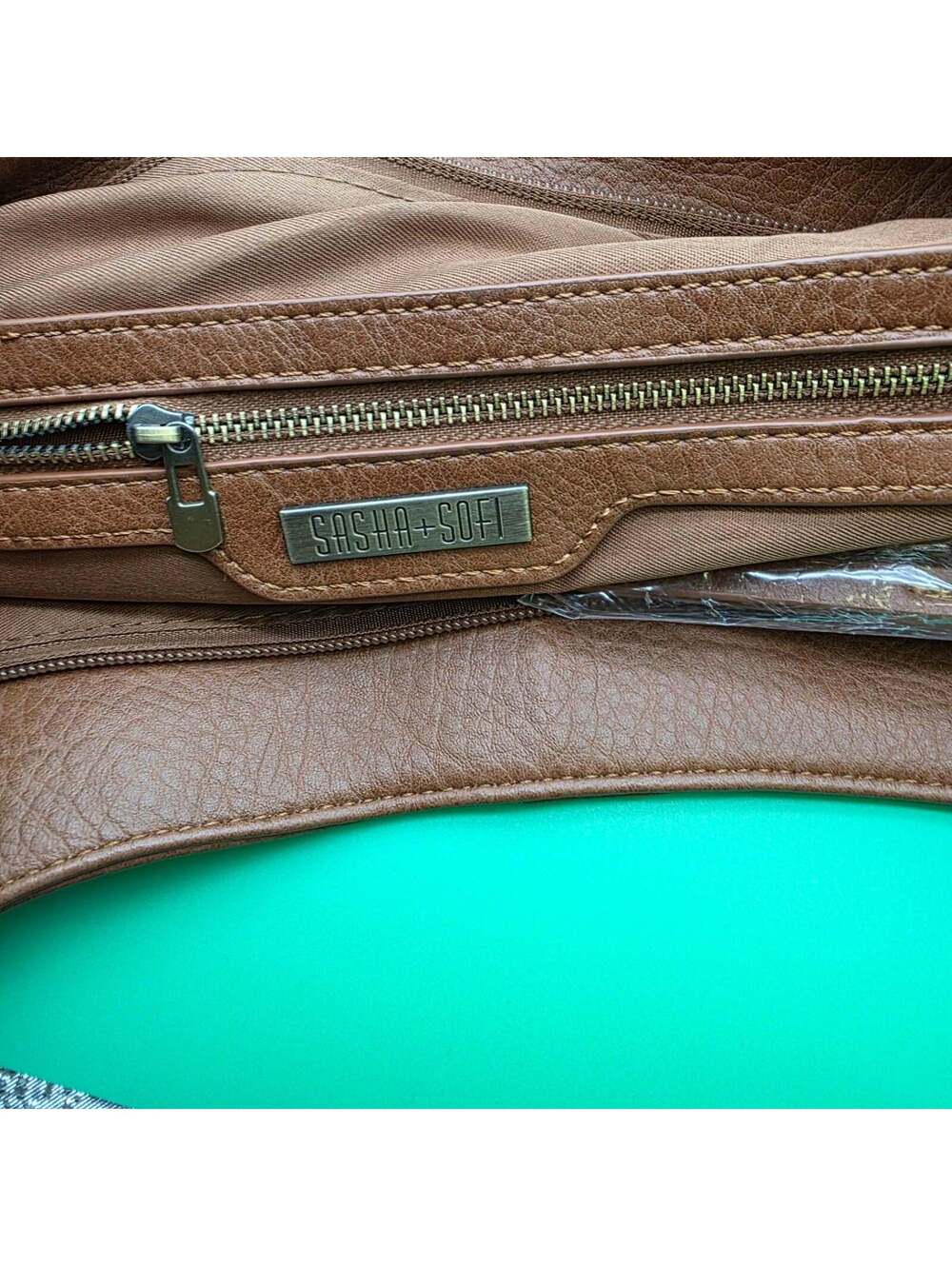 Sasha + Sofi Ravenna Tan Vegan Leather Hobo Shoulder Bag Braided Strap NWOT - Picture 8 of 10